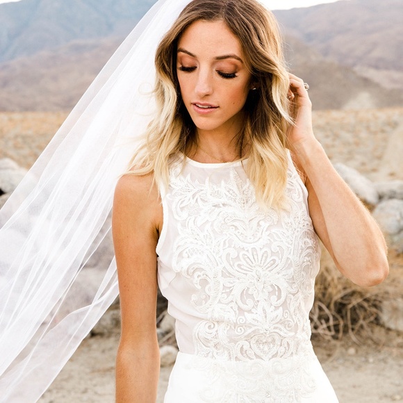 New Handmade Wedding Veil Alternative Gold blue - Picture 4 of 5